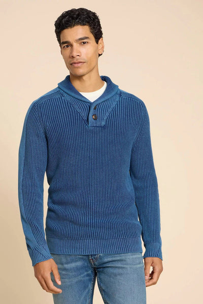 White Stuff Ribbed Shawl Neck Jumper-Mens-Ohh! By Gum - Shop Sustainable