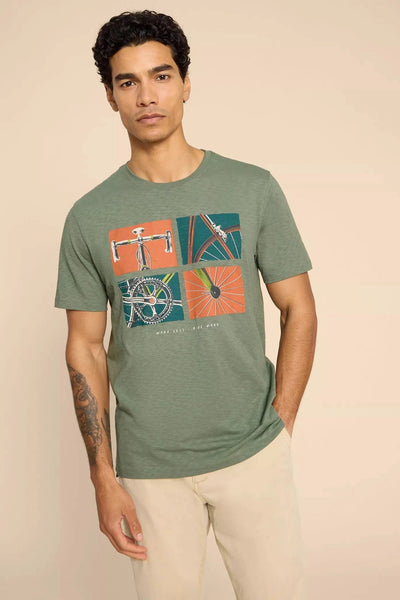 White Stuff Ride Graphic Tee - Green Print-Mens-Ohh! By Gum - Shop Sustainable