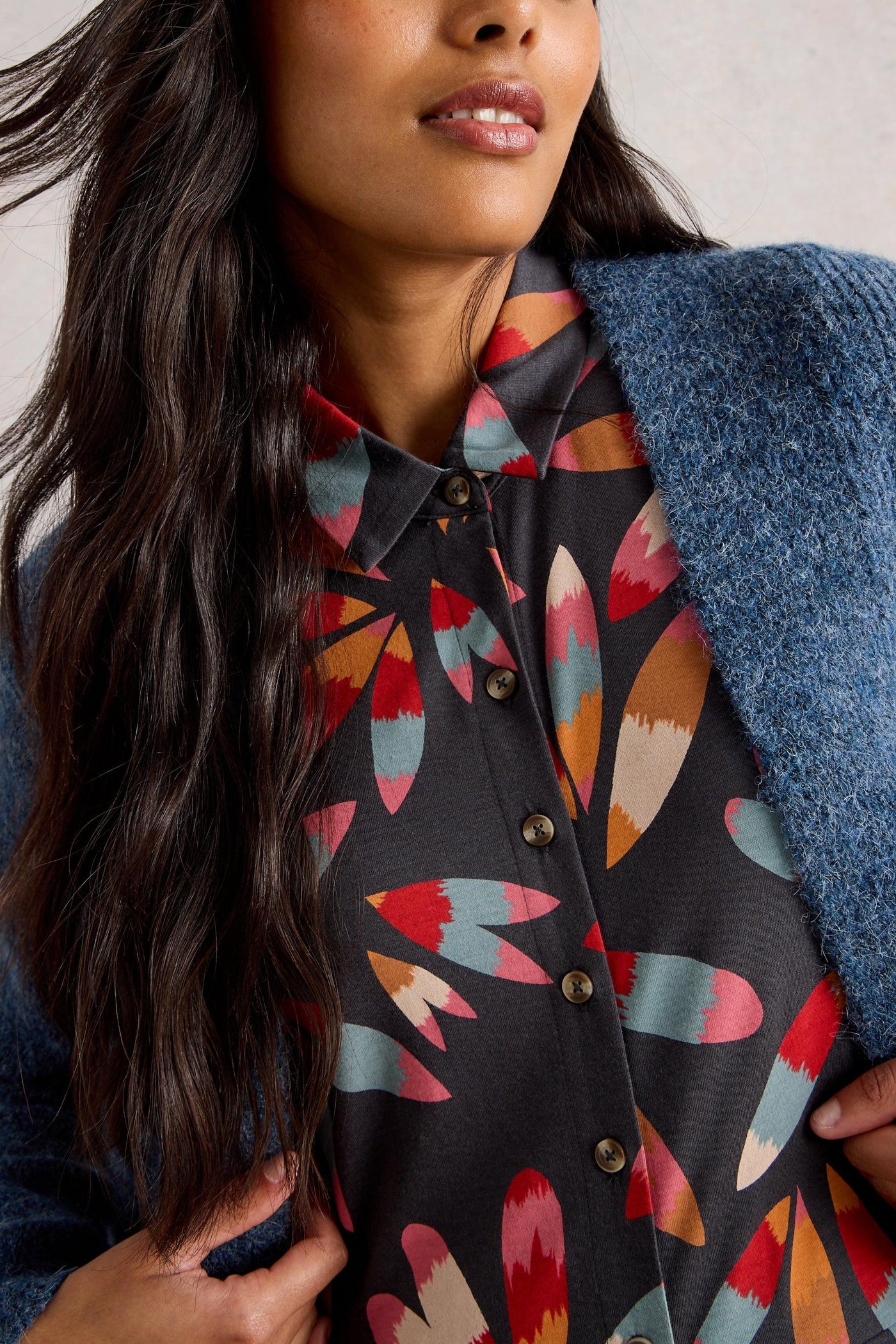 White Stuff Rua Jersey Shirt Dress in Grey Multi