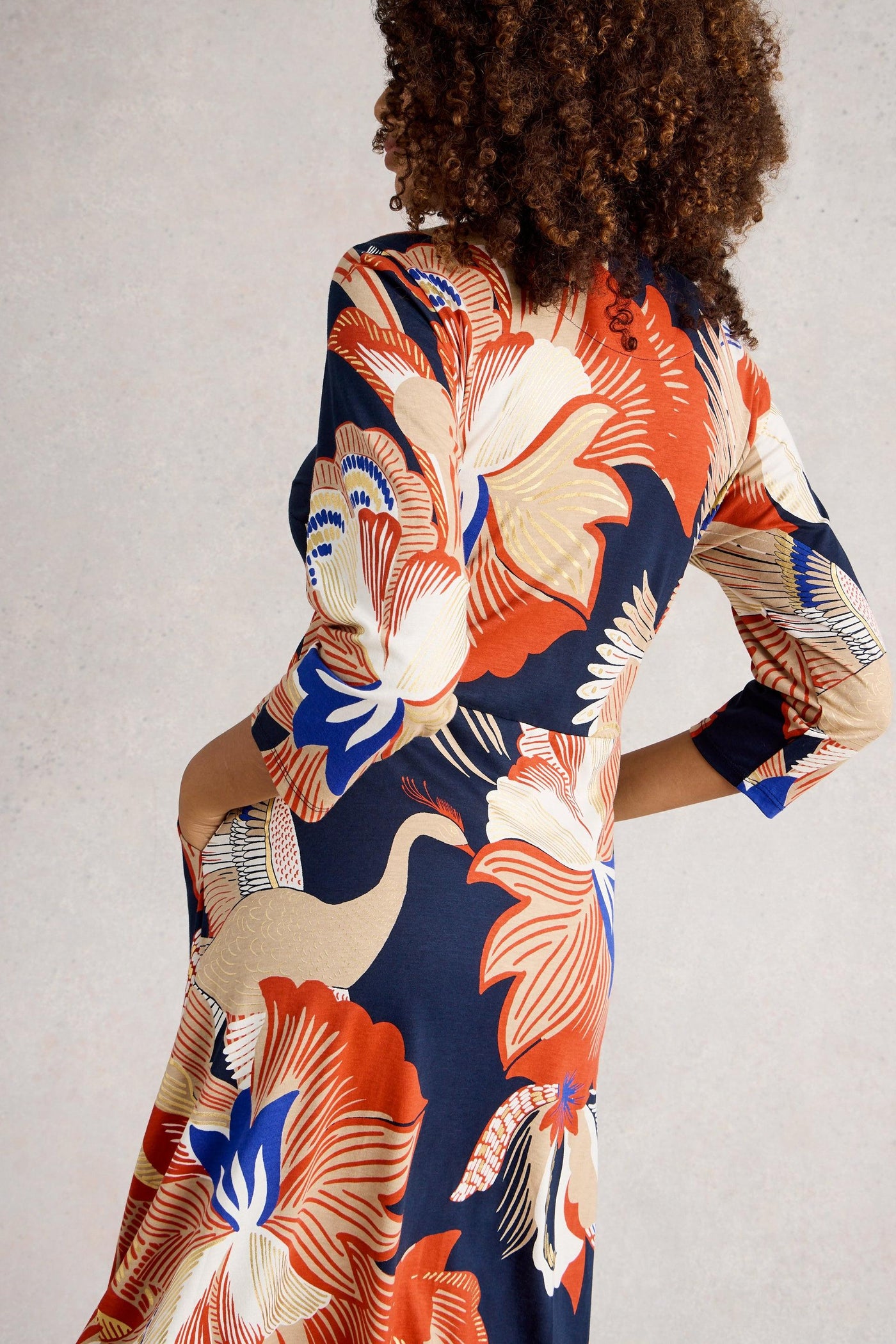White Stuff Rua Jersey Shirt Dress in Red Mlt