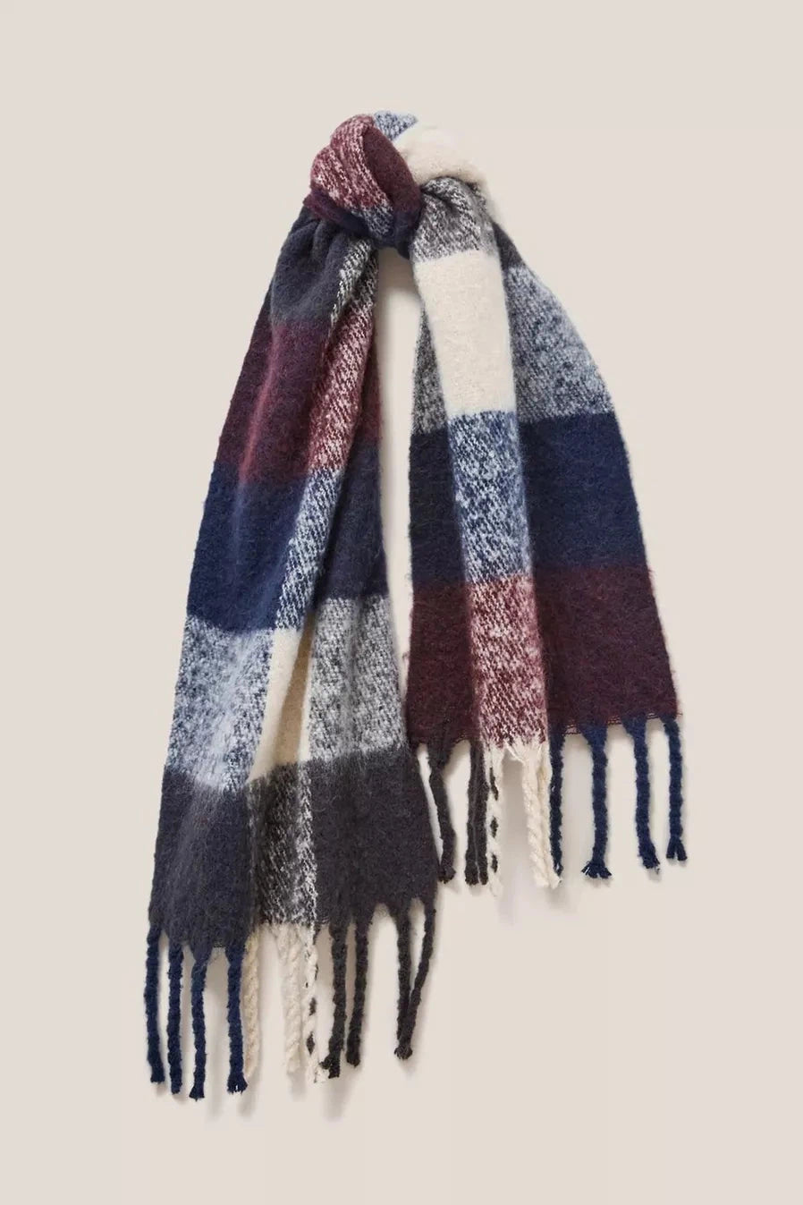 White Stuff Shelly Brushed Check Scarf - Navy Multi-Womens-Ohh! By Gum - Shop Sustainable