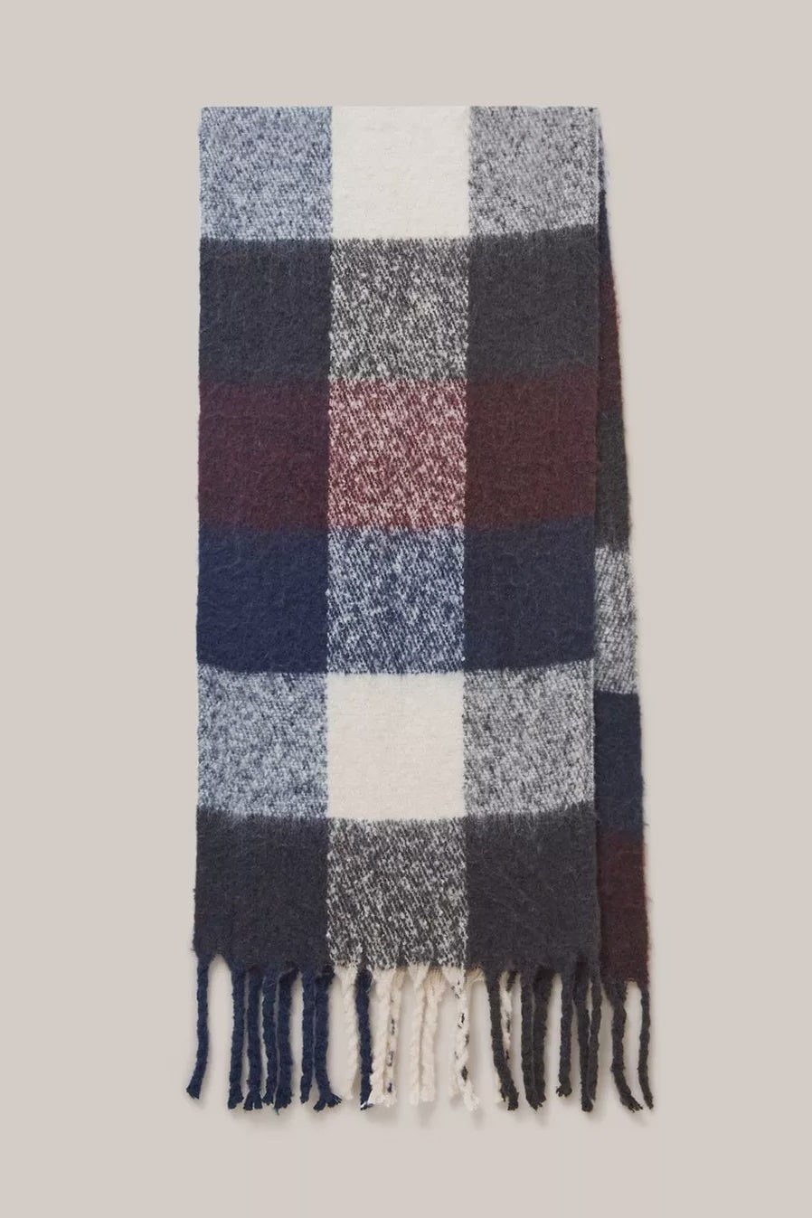 White Stuff Shelly Brushed Check Scarf - Navy Multi-Womens-Ohh! By Gum - Shop Sustainable