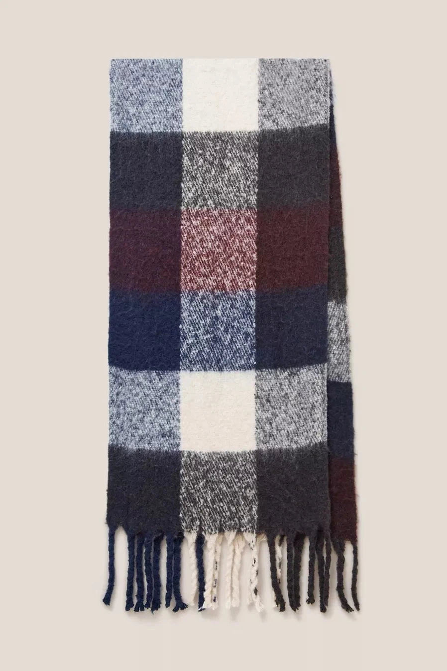 White Stuff Shelly Brushed Check Scarf - Navy Multi-Womens-Ohh! By Gum - Shop Sustainable