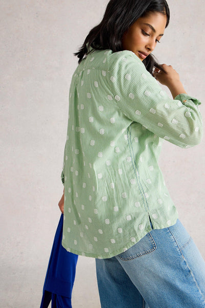 White Stuff Sophie Green Multi Organic Cotton Shirt