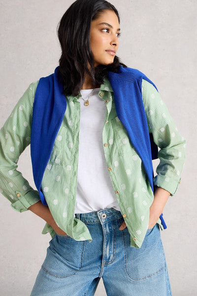 White Stuff Sophie Green Multi Organic Cotton Shirt