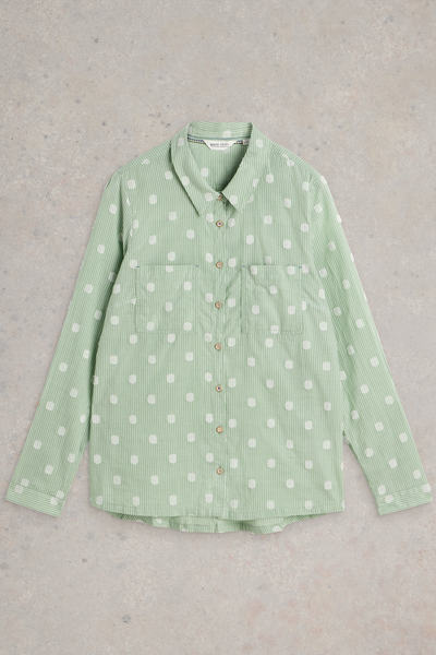 White Stuff Sophie Green Multi Organic Cotton Shirt
