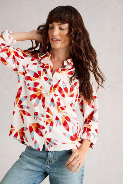 White Stuff Sophie Ivory Print Organic Cotton Shirt