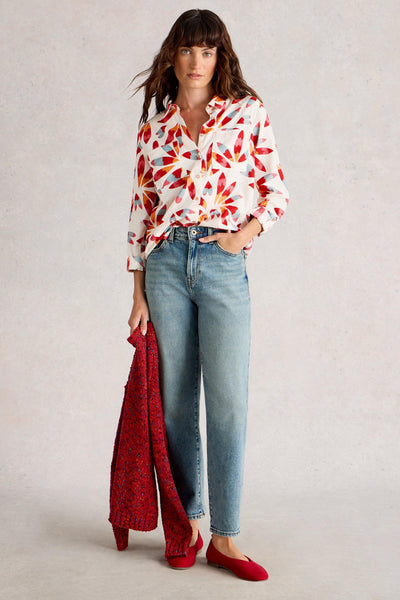 White Stuff Sophie Ivory Print Organic Cotton Shirt
