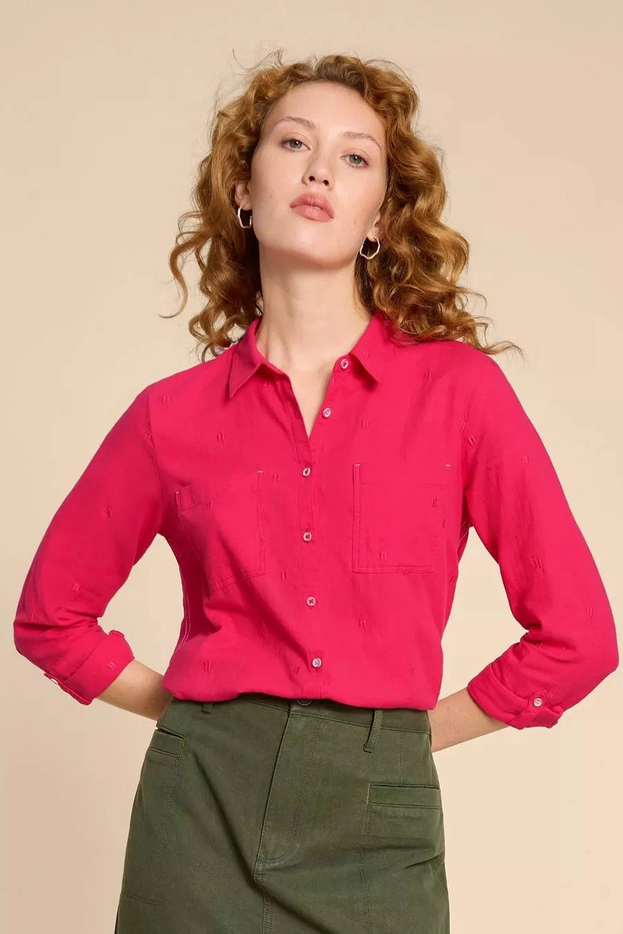 White Stuff Sophie Organic Cotton Shirt in Dark Pink-Womens-Ohh! By Gum - Shop Sustainable
