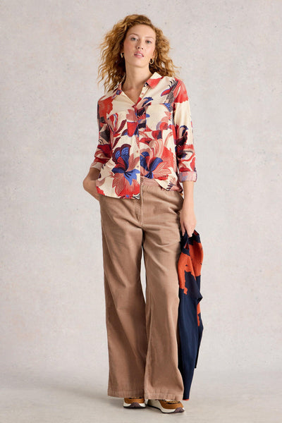 White Stuff Sophie Printed Shirt in Ivory Mlt AW25