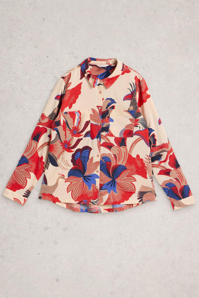 White Stuff Sophie Printed Shirt in Ivory Mlt AW25