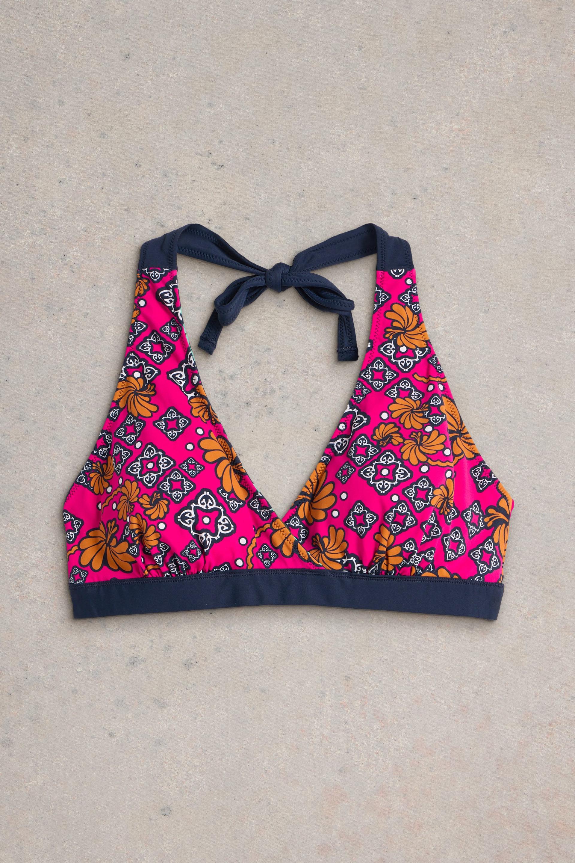 White Stuff Sunshine Green Multi Reversible Bikini Top