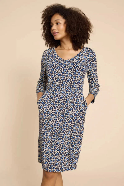 White Stuff Tallie Eco Vero Jersey Dress in Blue Print-Womens-Ohh! By Gum - Shop Sustainable