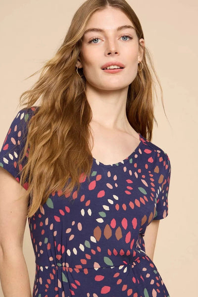White Stuff Tallie Eco Vero Jersey Dress in Navy Print-Womens-Ohh! By Gum - Shop Sustainable