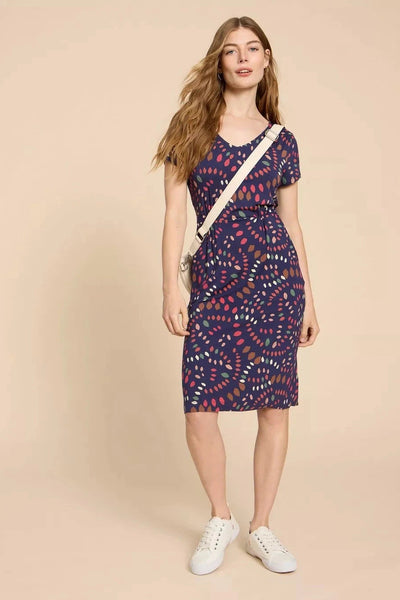 White Stuff Tallie Eco Vero Jersey Dress in Navy Print-Womens-Ohh! By Gum - Shop Sustainable