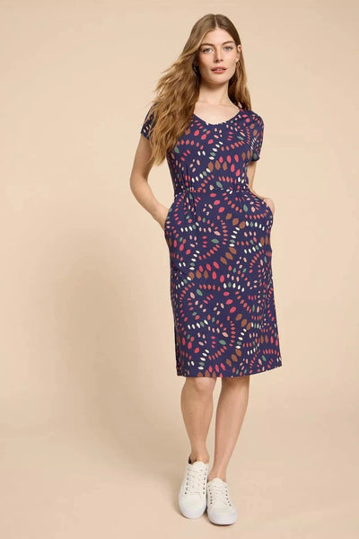 White Stuff Tallie Eco Vero Jersey Dress in Navy Print-Womens-Ohh! By Gum - Shop Sustainable