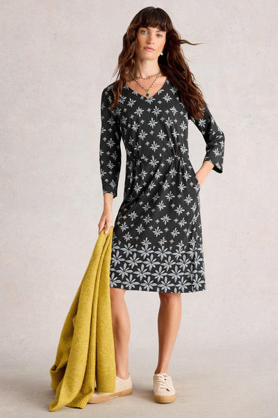 White Stuff Tallie Jersey Dress in Black Multi