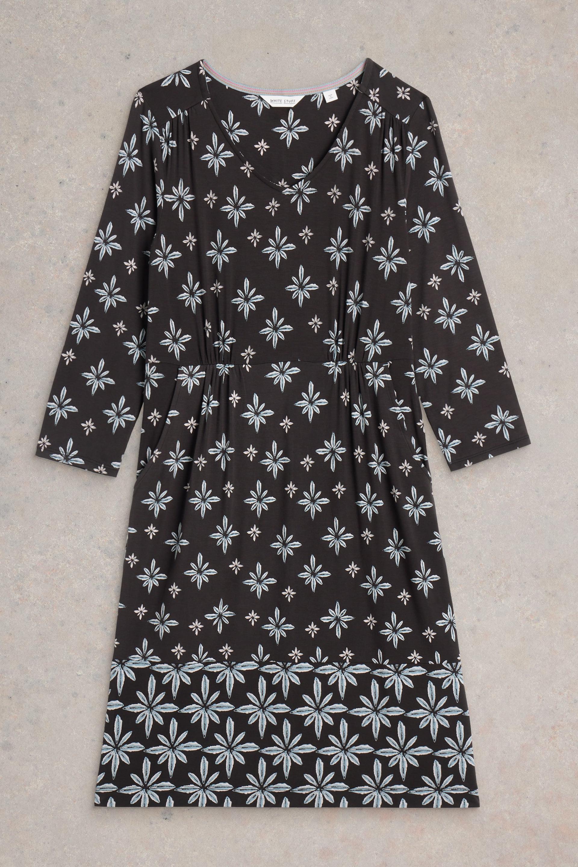 White Stuff Tallie Jersey Dress in Black Multi