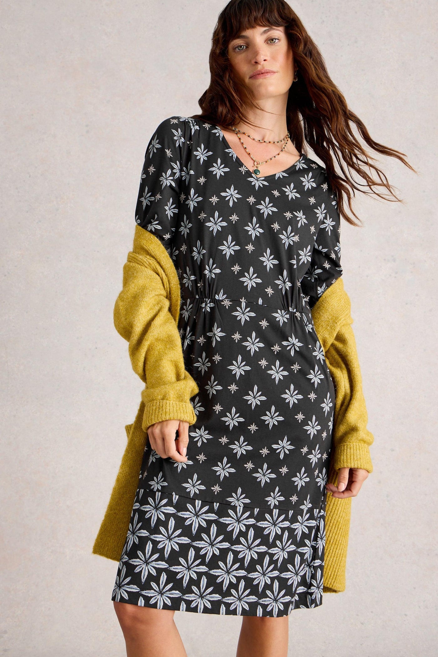White Stuff Tallie Jersey Dress in Black Multi