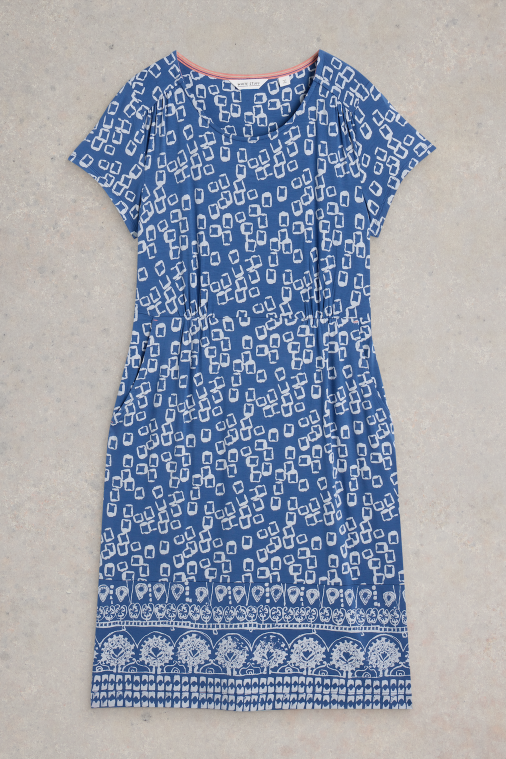 White Stuff Tallie Jersey Dress in Blue Print