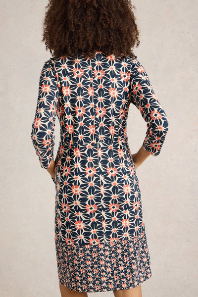 White Stuff Tallie Jersey Dress in Navy Print