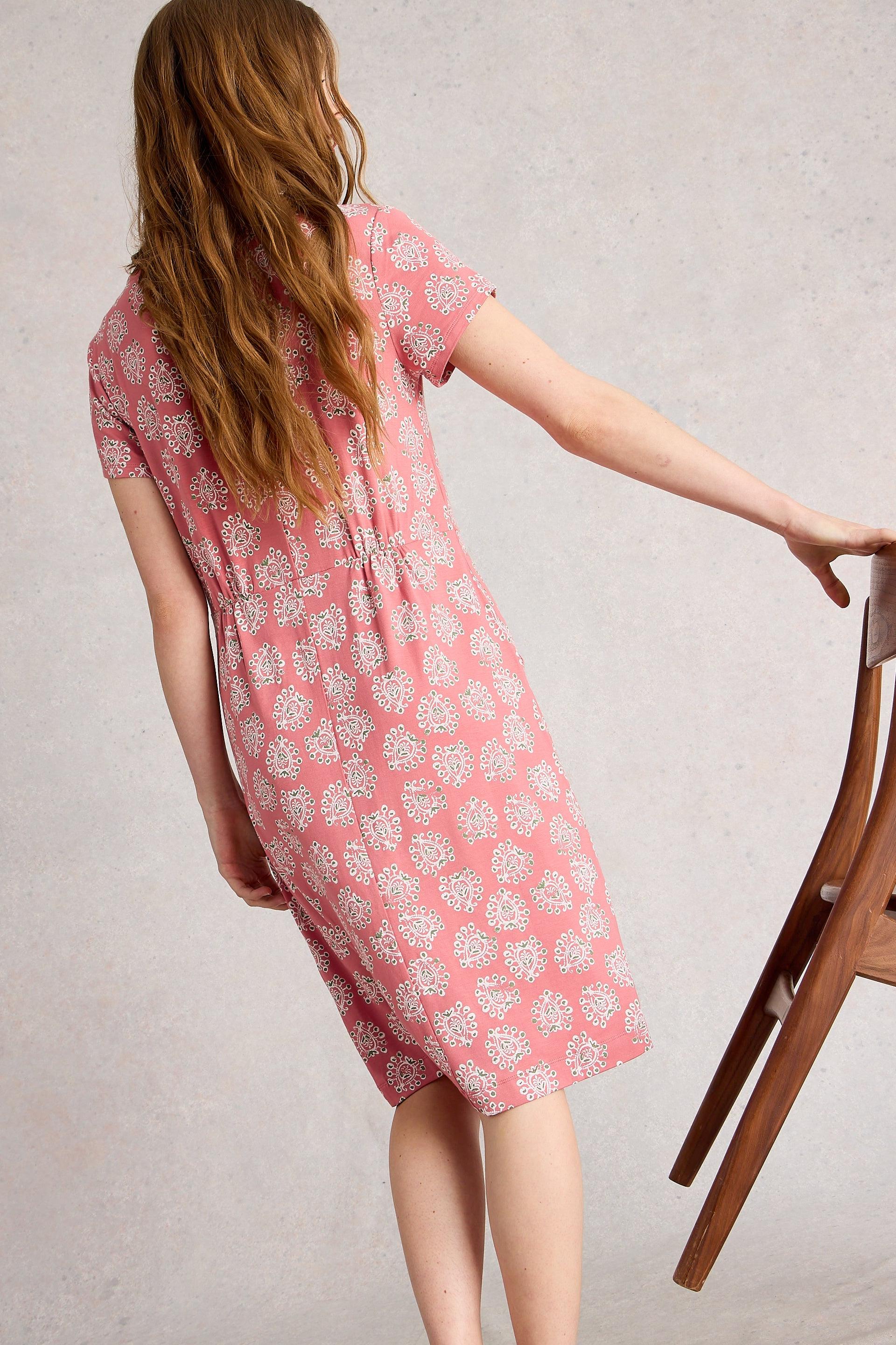 White Stuff Tallie Jersey Dress in Pink Print