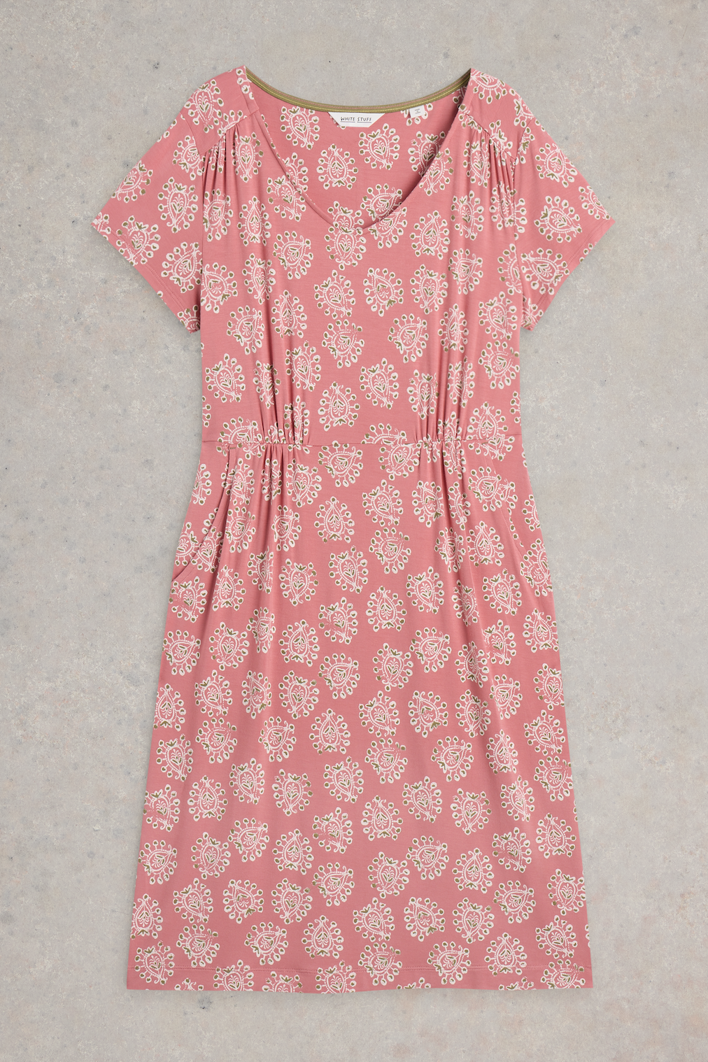 White Stuff Tallie Jersey Dress in Pink Print