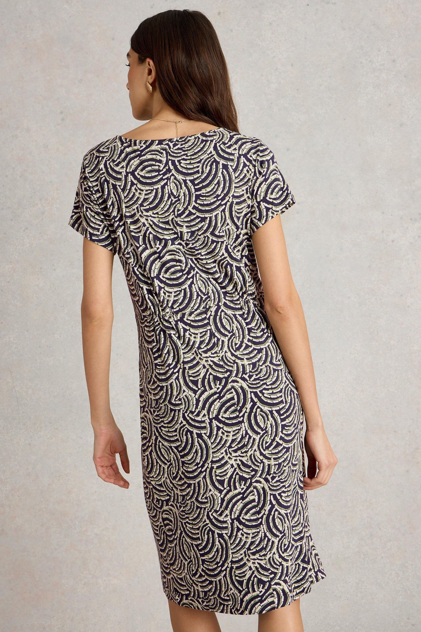 White Stuff Tallie SS Jersey Dress in Navy Print-Womens-Ohh! By Gum - Shop Sustainable