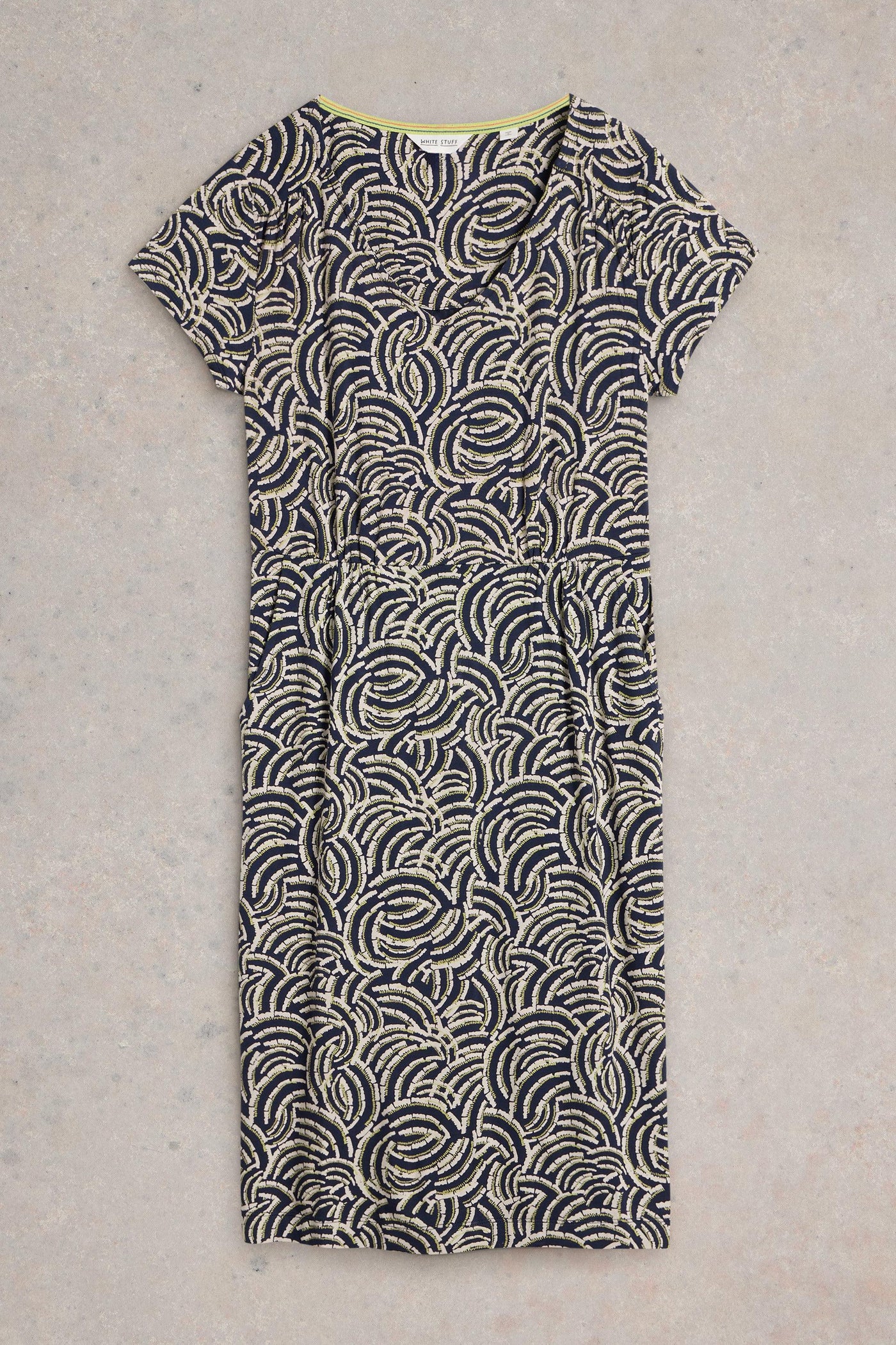 White Stuff Tallie SS Jersey Dress in Navy Print-Womens-Ohh! By Gum - Shop Sustainable