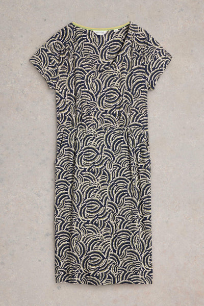 White Stuff Tallie SS Jersey Dress in Navy Print-Womens-Ohh! By Gum - Shop Sustainable