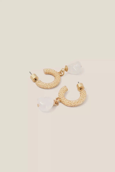 White Stuff Textured Hoop Stone Earrings-Womens-Ohh! By Gum - Shop Sustainable