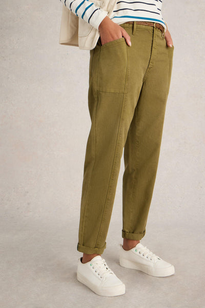 White Stuff Thea Trouser in Khaki Green