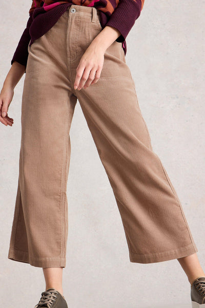 White Stuff Tia Cord Wide Leg Crop in Light Nat