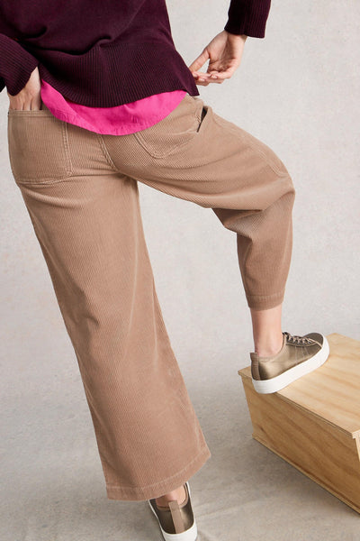 White Stuff Tia Cord Wide Leg Crop in Light Nat