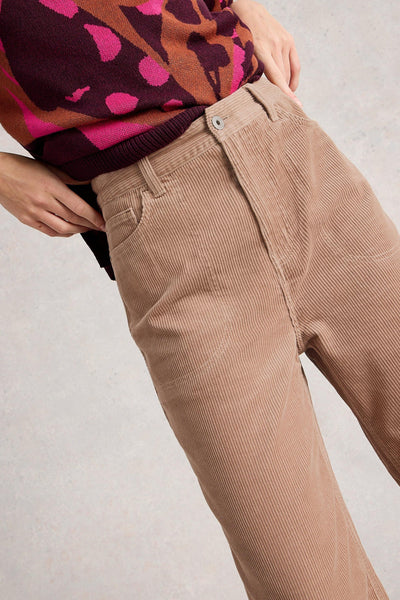 White Stuff Tia Cord Wide Leg Crop in Light Nat