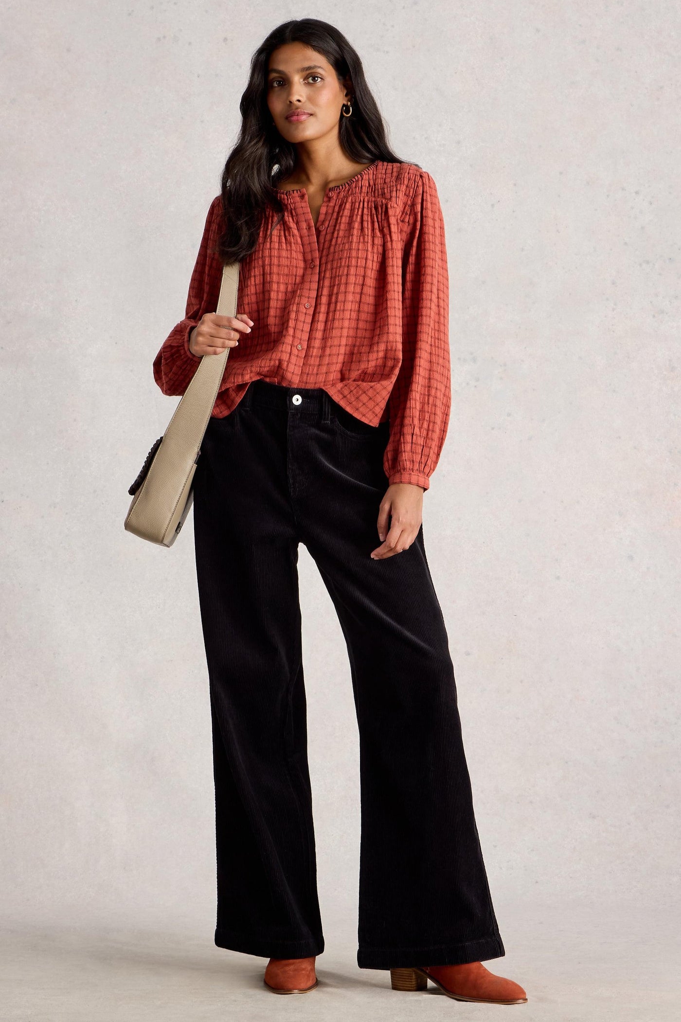 White Stuff Tia Velvet Wide Leg Crop in Pure Black