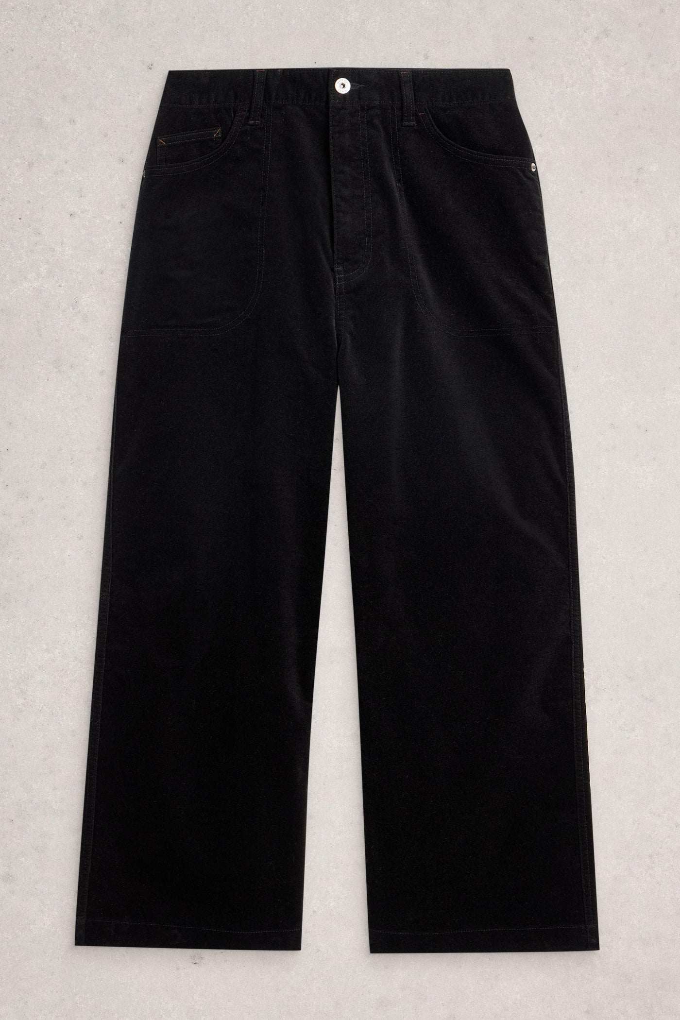 White Stuff Tia Velvet Wide Leg Crop in Pure Black