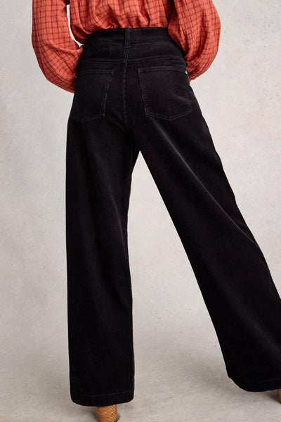White Stuff Tia Velvet Wide Leg Crop in Pure Black