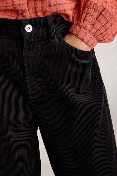 White Stuff Tia Velvet Wide Leg Crop in Pure Black
