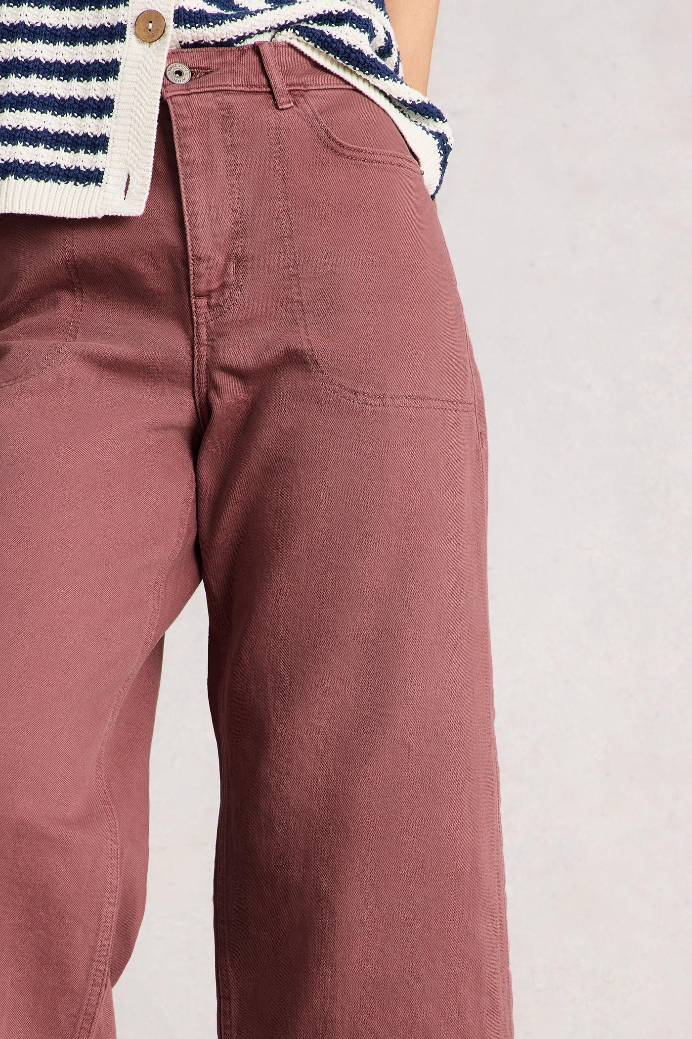 White Stuff Tia Wide Leg Crop Jean in Mid Pink
