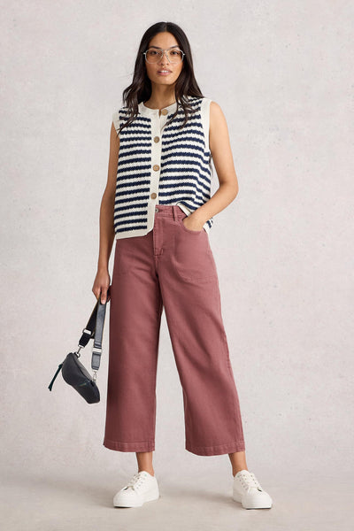 White Stuff Tia Wide Leg Crop Jean in Mid Pink