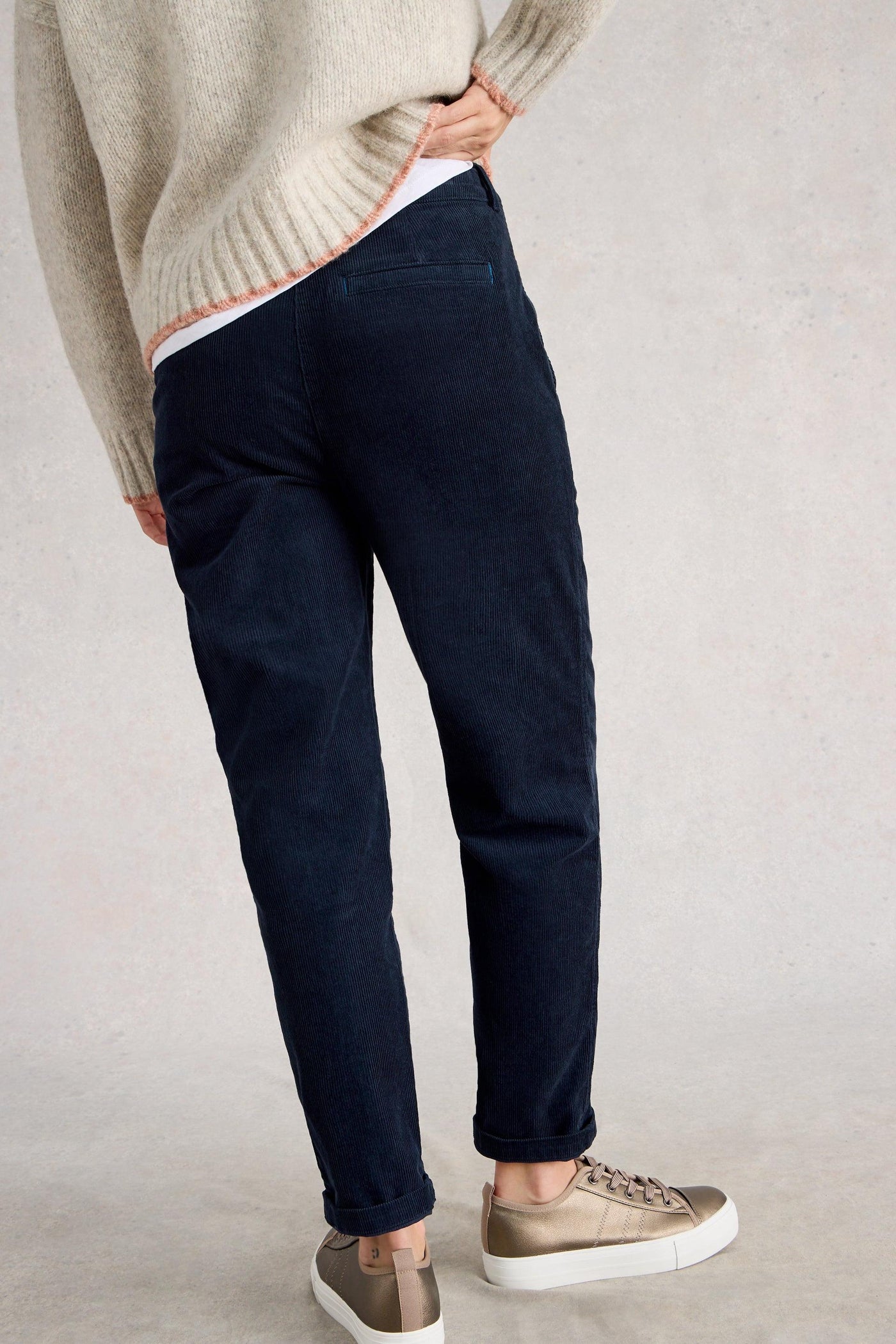 White Stuff Twister Cord Trouser in Dark Navy