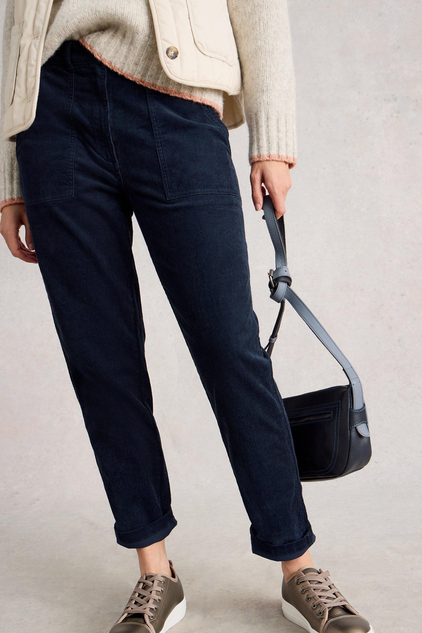 White Stuff Twister Cord Trouser in Dark Navy