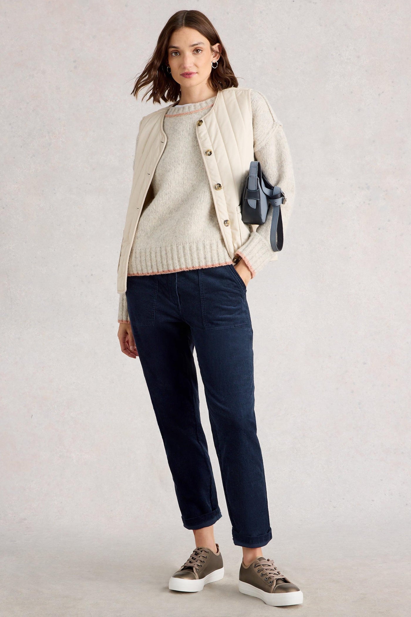 White Stuff Twister Cord Trouser in Dark Navy