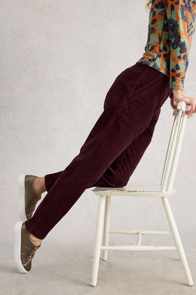 White Stuff Twister Cord Trouser in Dark Plum