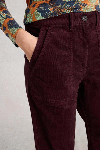 White Stuff Twister Cord Trouser in Dark Plum