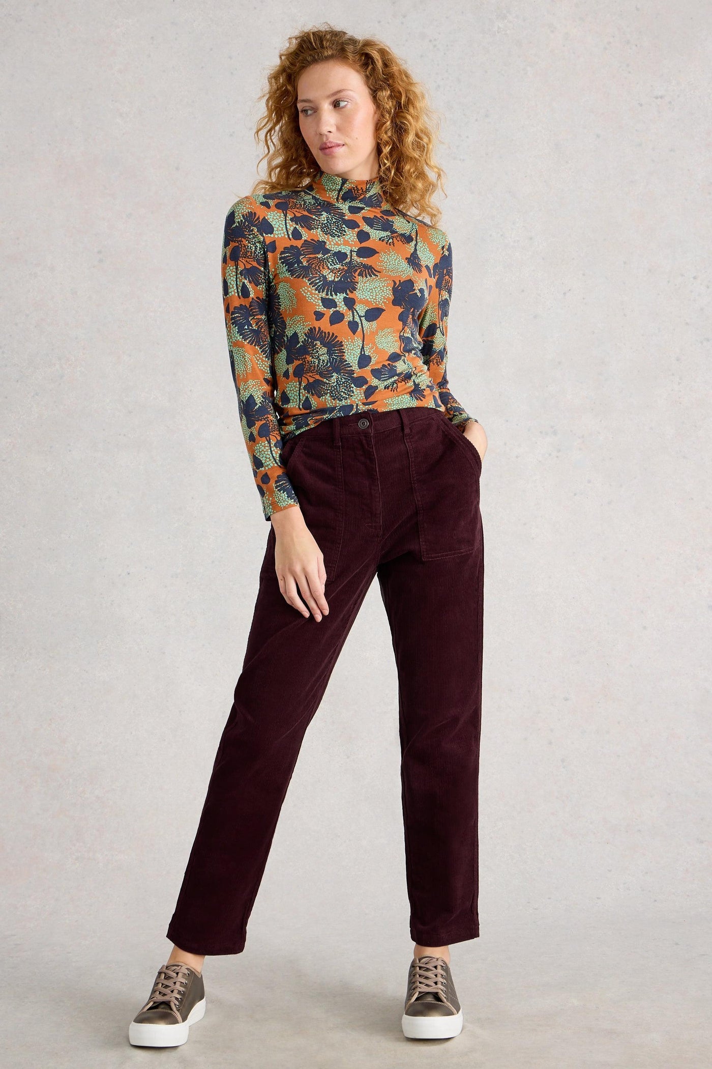 White Stuff Twister Cord Trouser in Dark Plum