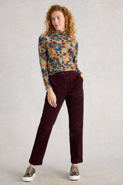 White Stuff Twister Cord Trouser in Dark Plum