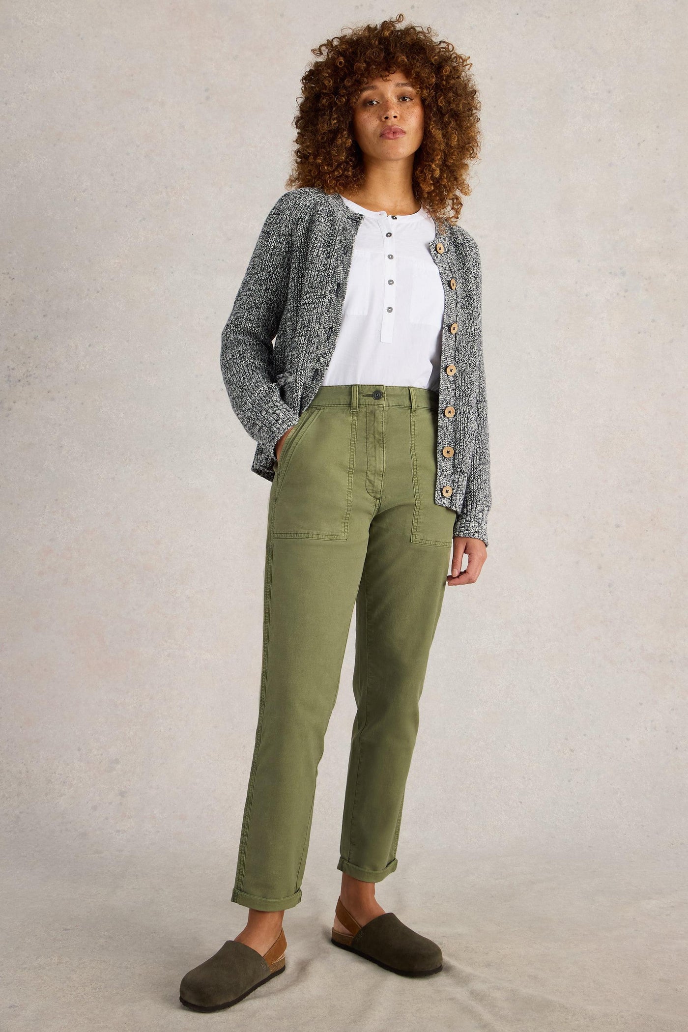 White Stuff Twister Khaki Green Trouser-Womens-Ohh! By Gum - Shop Sustainable