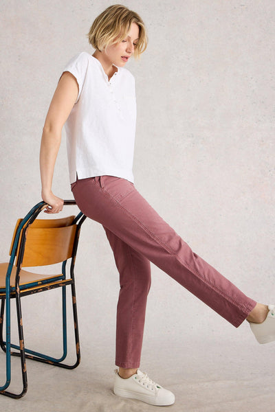 White Stuff Twister Organic Chino Mid Pink Trousers